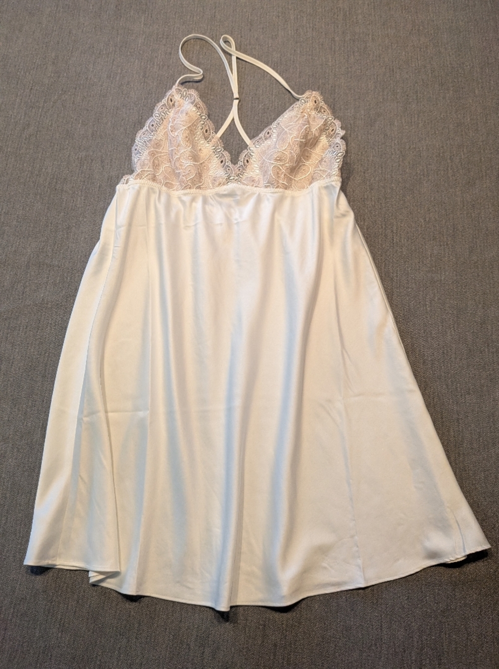 Flora Nikrooz Womens Embroidered Satin Chemise Slip Dress M Bridal Coquette